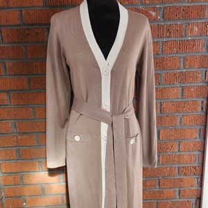 CAbi Genteel Cardigan beige long sweater or dress Size medium NWT Spring 22